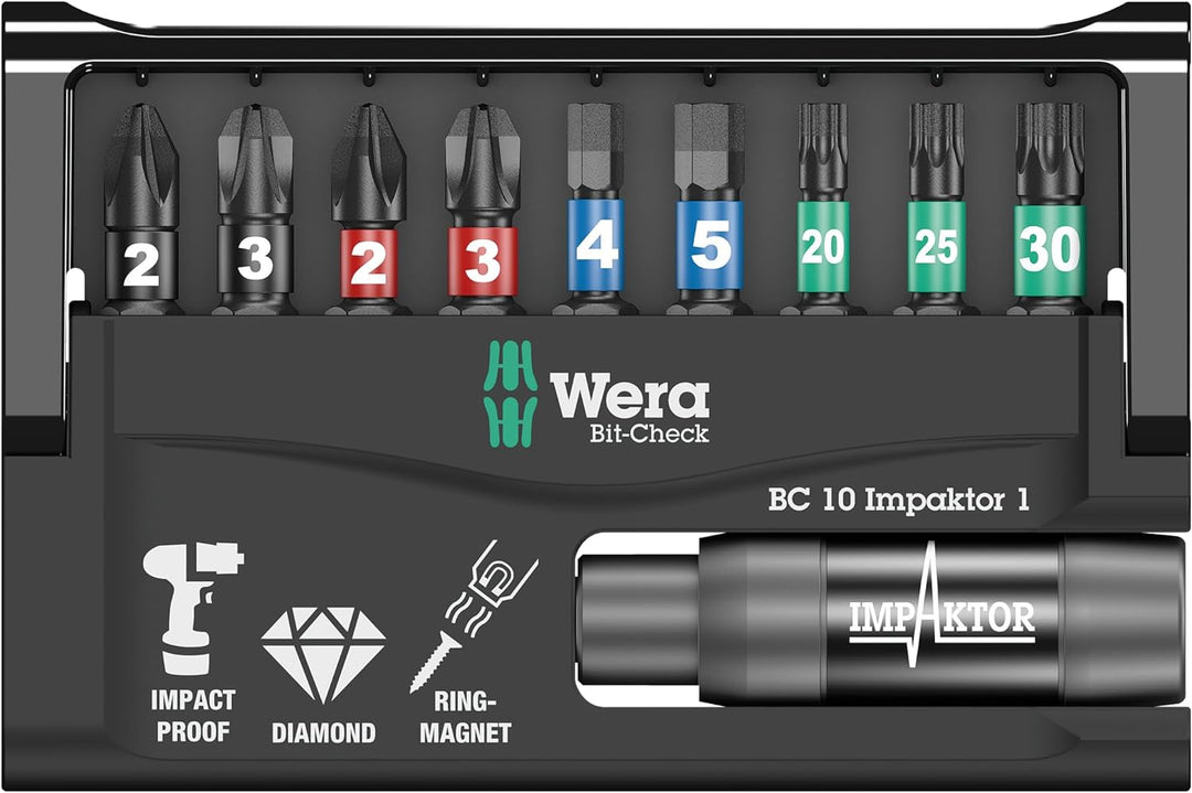 Wera Bit-Sortiment, Bit-Check 10 Impaktor 1, 10-teilig, 05057680001 Bit-Check 10 Impaktor 1 Single,