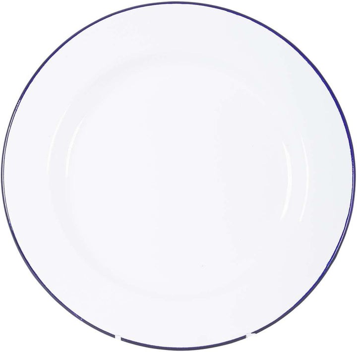 Bo-Camp Emaille Geschirr-Set, 6-teilig, weiss/blau