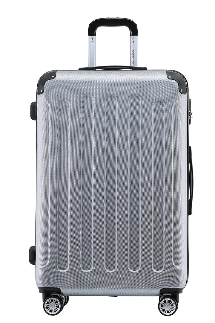 BEIBYE- Hartschalenkoffer Koffer Trolley Rollkoffer Reisekoffer Zahlenschloss 4 Zwilings-Rollen (Sil