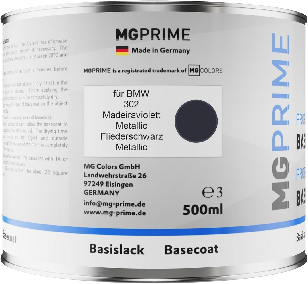 MG PRIME Autolack Set Dose spritzfertig für BMW 302 Madeiraviolett Metallic/Fliederschwarz Metallic