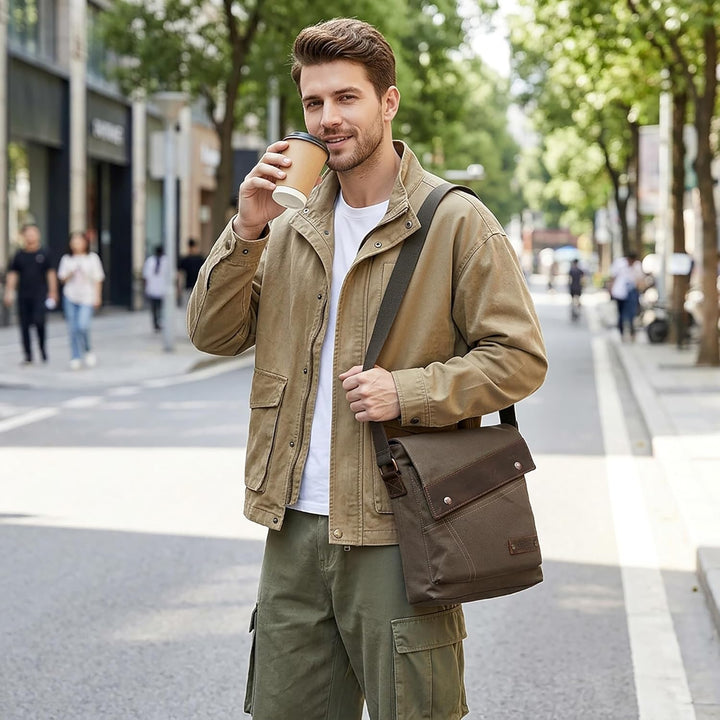 DORRISO Herren Umhängetasche Mode Leinwand Schultertasche Reise Schultertaschen Leicht Kuriertasche