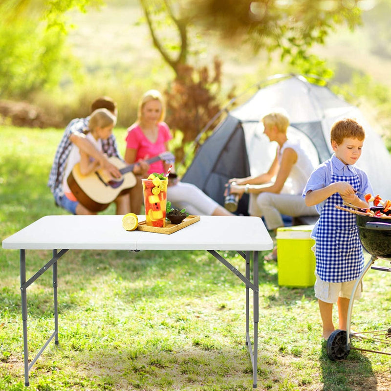Todeco Campingtisch höhenverstellbar, Gartentisch rechteckig mit Tragegriff, Partytisch 120x60x76cm,