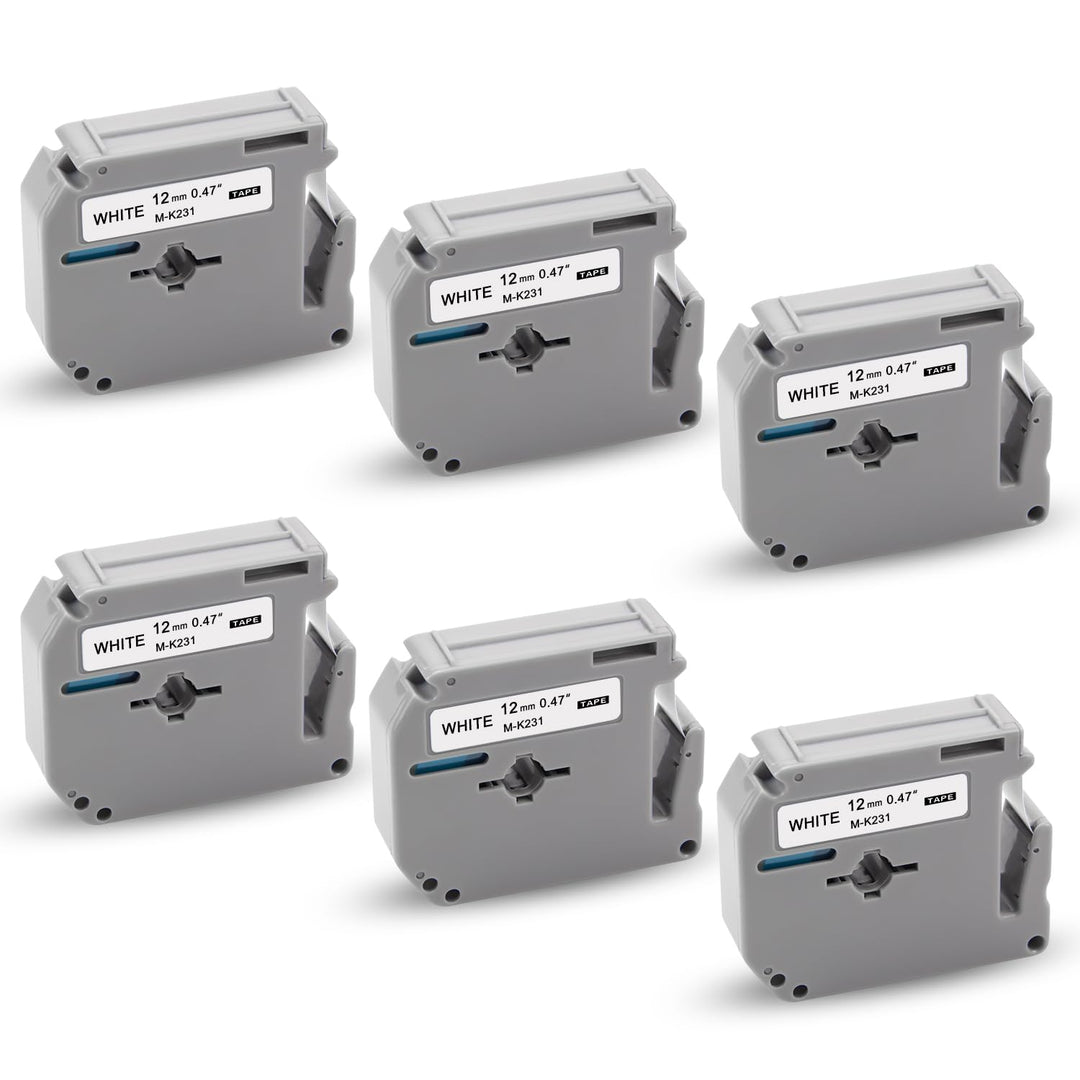 6x XemaX Kompatibel Brother MK231S 12mm Bänder Ersatz für Brother M K231 MK-231 M-K231 MK231 MK 231