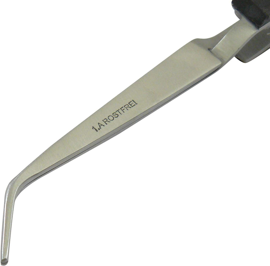 3x Lötpinzette Klemmpinzette Kreuzpinzette Technische Pinzette, gebogen, gerieft, Länge 16 cm