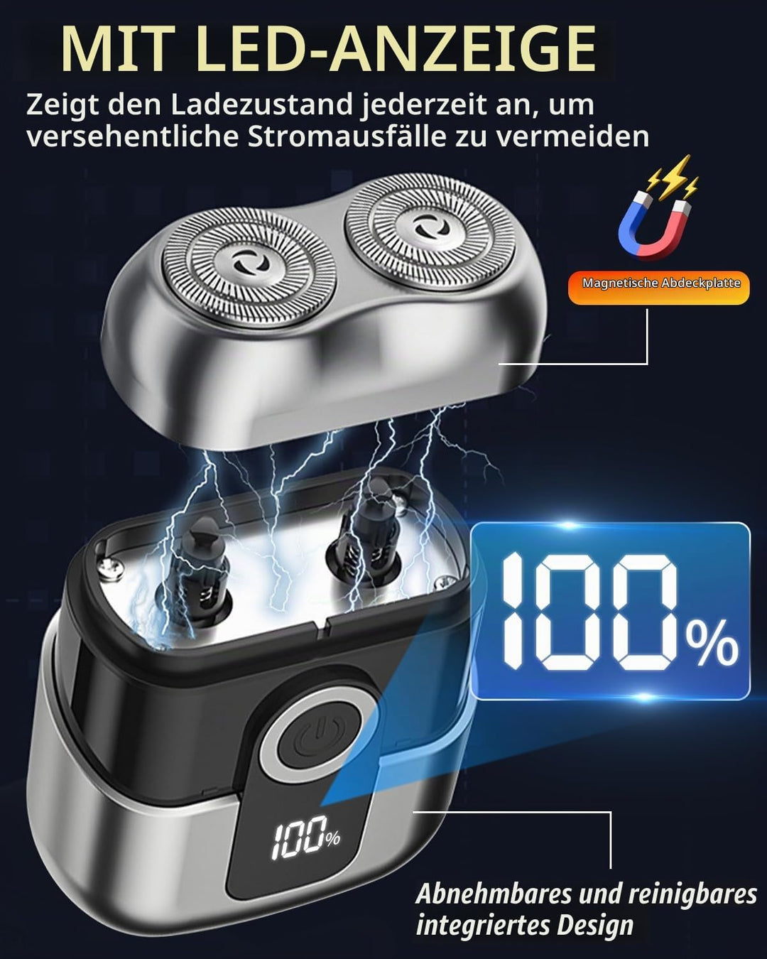 Mit LED -Anzeige Mini Rasierer Herren, IPX6 Wasserdicht Mini Rasierer, Bringen Sie Einen Ersatzwerkz