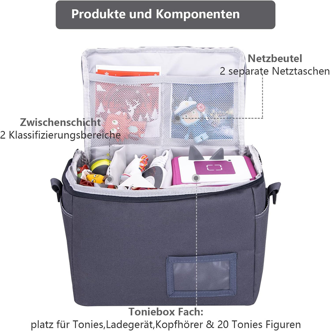 Tasche Kindergepäck viel Platz für Toniebox Figuren Tigerbox Transport Folie Hörfiguren Musikboxen M
