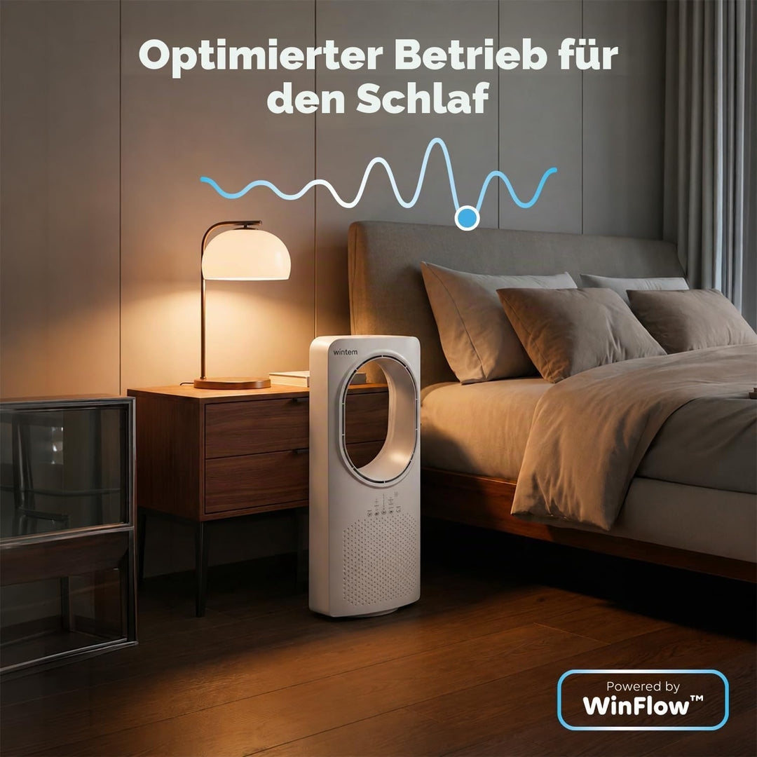 Wintem Freezy Turmventilator ohne Flügel, mit Fernbedienung und Timer, Wirbelkühler, mit Oszillation