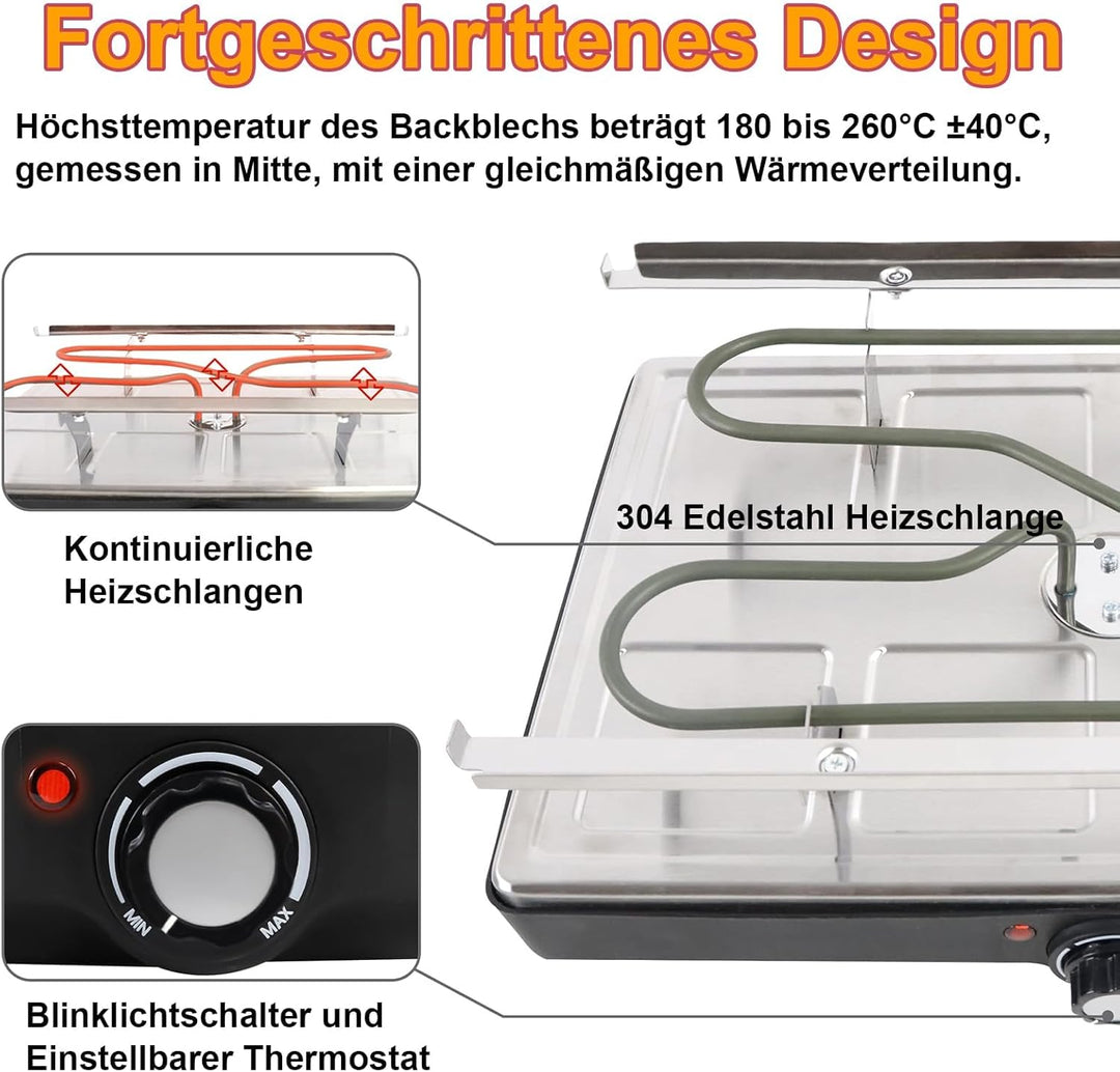 UISEBRT Raclette Grill für 8 Personen,1400W Elektrogrill mit Granitplatte & Grillplatte Antihaftbesc