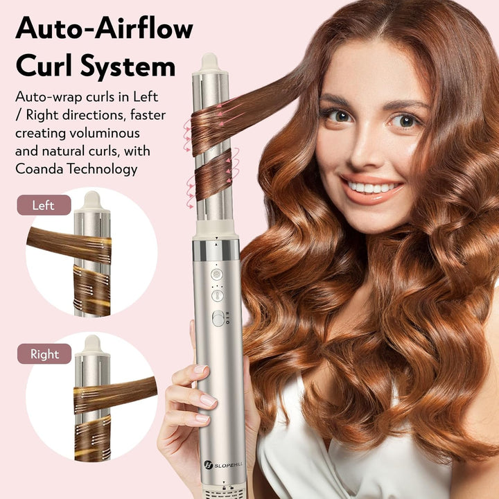 Slopehill Airstyler 5 IN 1, Ionen Föhn 110000 U/Min, Multifunktionaler Hairstyler, Lockenstab Automa