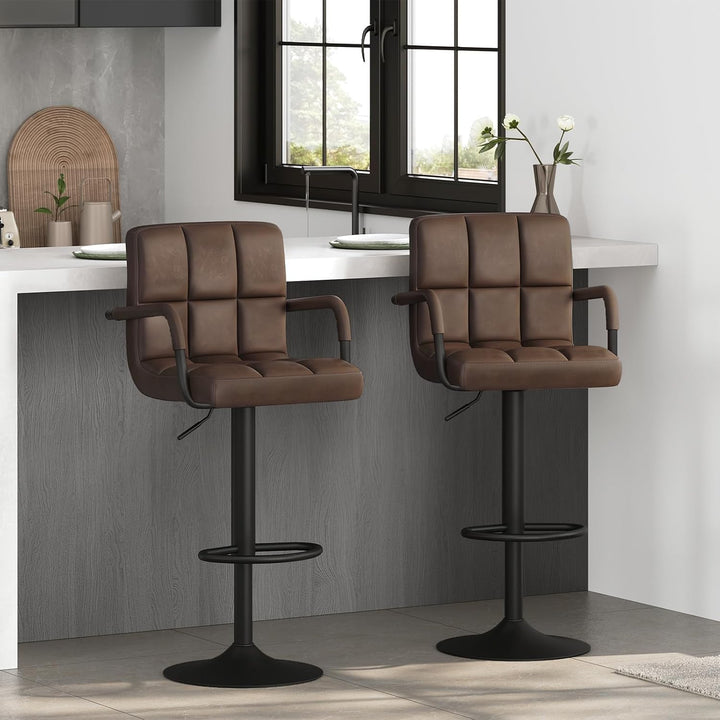 WOLTU Barhocker 2er Set Barstuhl Tresenhocker Bistrohocker Designer Hocker mit Rückenlehne, Kunstled