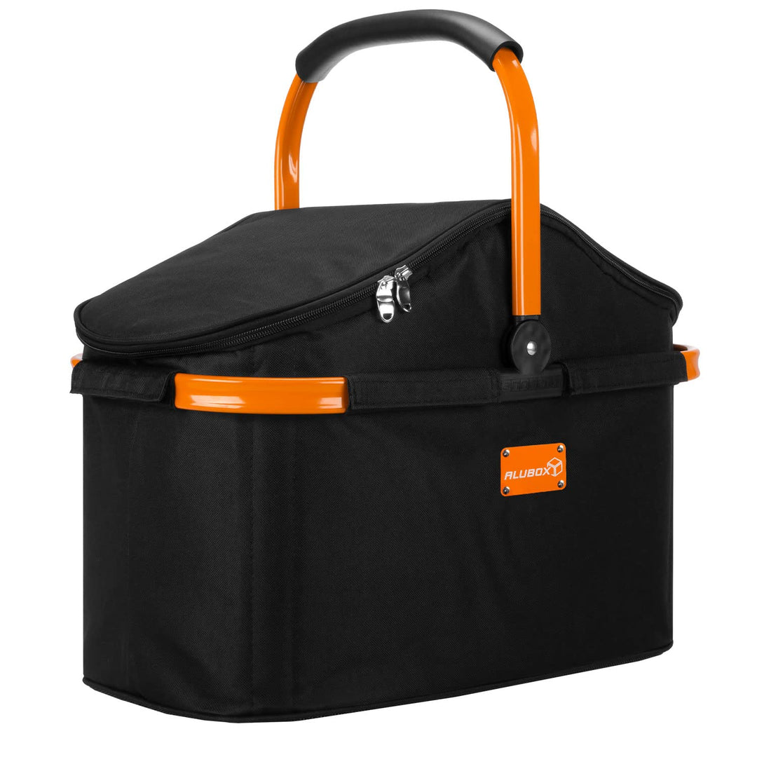 ALUBOX Einkaufskorb 25 Liter Black Edition Isolierkorb Picknick Kühlkorb - Polyester schwarz, Rahmen