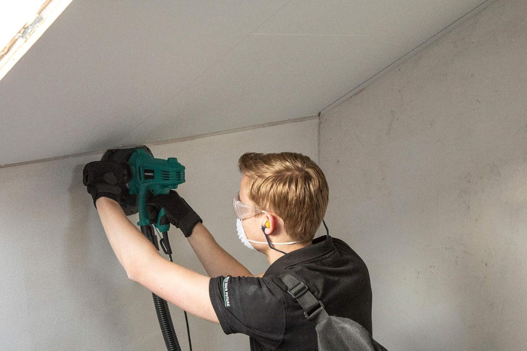 VONROC Wand-Exzenterschleifer 750W – für Decken und Wände – 180 mm Durchmesser – 33 Schleifblätter –