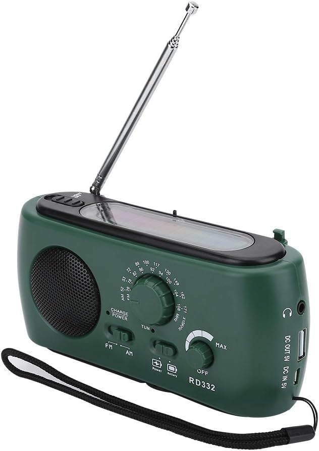 Kurbel Radio Taschenlampe,Tragbare Notradio Solar Power Wiederaufladbare Handkurbel FM/AM Radio 3 LE