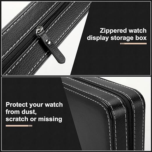 8 Grids Watch Display Storage Portable Watch Box Case Zippered Travel Collector Storage Organizer (B