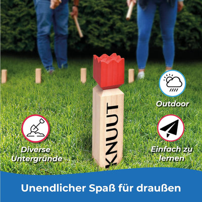 Toyfel XXL Kubb Spiel Knuut - FSC® Holzspiel mit Stoffbeutel – Spannendes Schweden Schach aus Kiefer