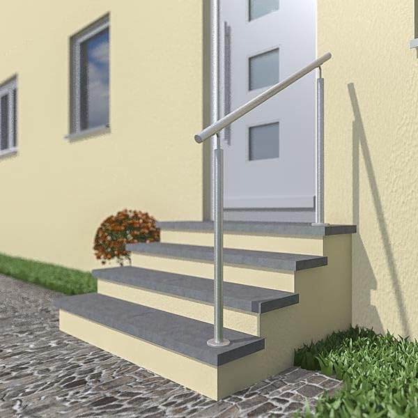 Edelstahl Treppengeländer Aufmontage, 1m lang, 0,9m hoch, Aussengeländer, je 2 Pfosten ohne Querstre