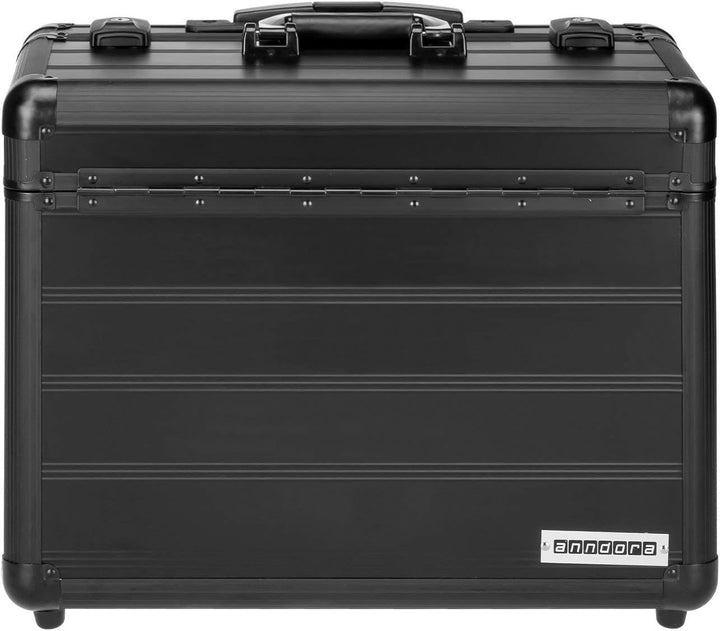 anndora Business Trolley Pilotenkoffer Laptopfach TSA Schlösser Aluminium Oberfläche Schwarz Alumini