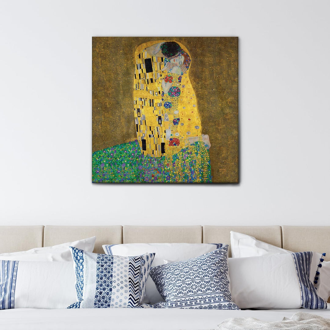 Giallobus - Gemälde - Gustav Klimt - Der Kuss - Premium Loom Canvas mit hoher Dicke - 70x70 - Bereit