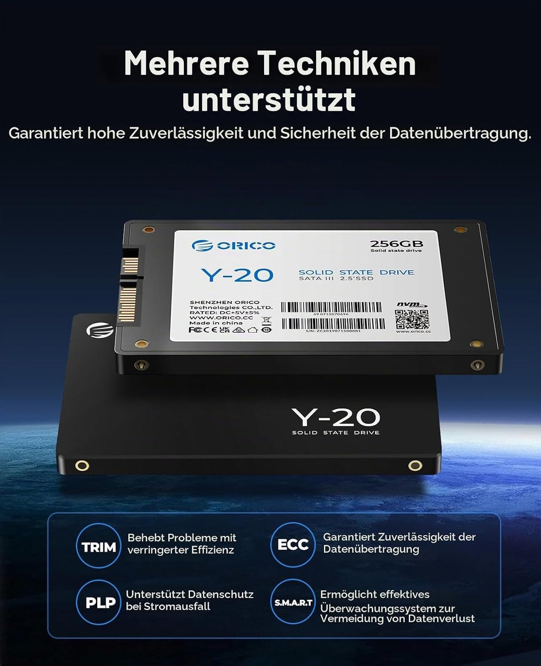 ORICO 1TB SSD SATA III 6Gb/s, 2.5“ Interne Solid State Festplatte, bis zu 500MB/s, Kompatibel mit La