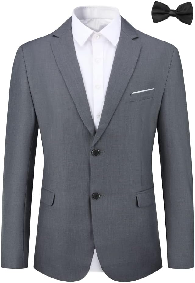 Allthemen Sakko Herren Slim Fit Sportlich Anzugjacke mit Fliege Zwei Knöpfe Herren Blazer für Busine