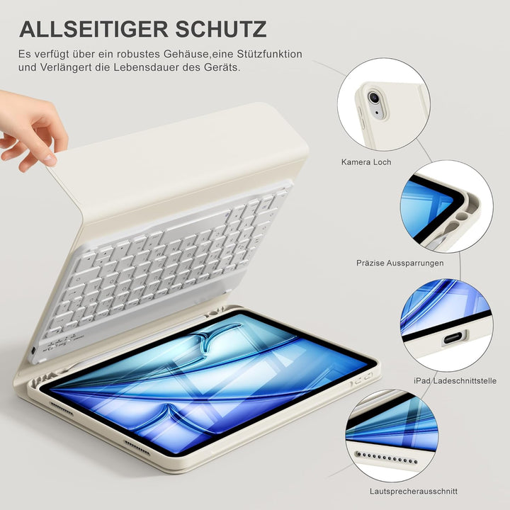 Hülle mit Tastatur für iPad Air 11 Zoll M3 2025 M2 2024/Air 5 Generation 2022 4 Gen 2020 10,9 Zoll,
