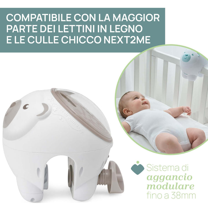 Chicco First Dreams Eisbär Projektor, 2in1 Wiege und Bett Projektor, Kinder Nachtlicht, Aurora Borea