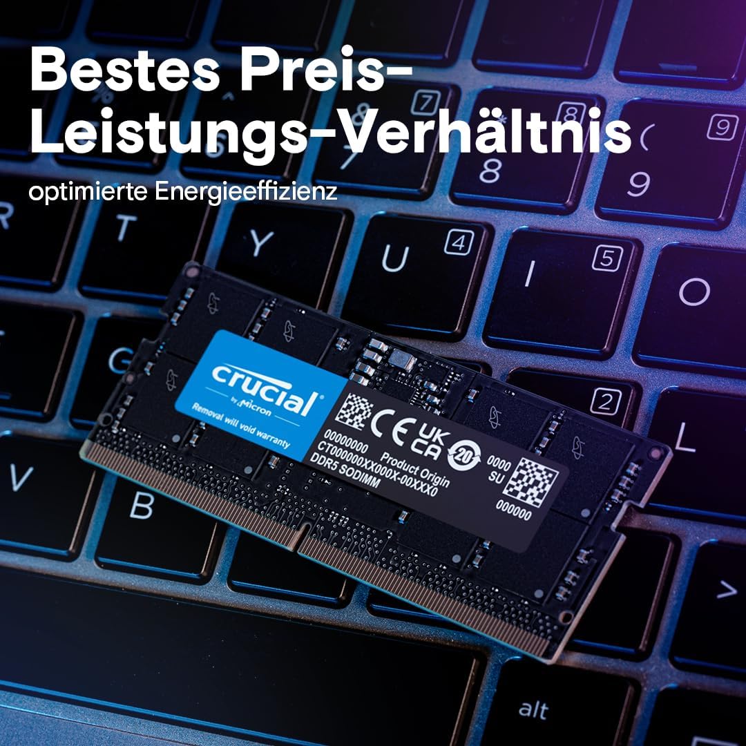 Crucial RAM 48GB DDR5 5600MHz (oder 5200MHz oder 4800MHz) Laptop Arbeitsspeicher CT48G56C46S5 5600MH