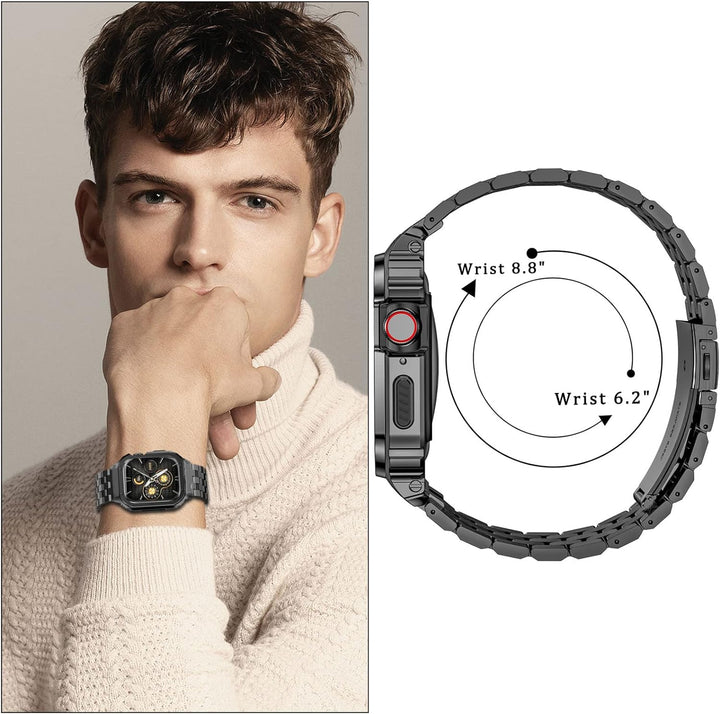 HASLFM Apple Watch Armbänder Kompatibel für iWatch Serie 6/5/4/SE/3/2/1(44mm/42mm), Edelstahl Apple
