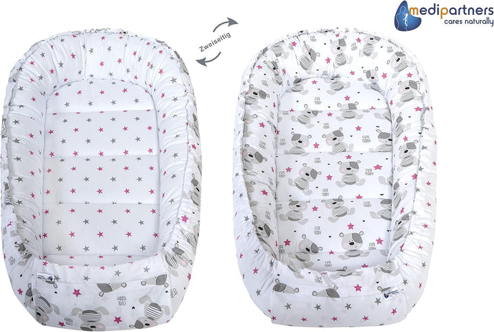 Medi Partners Babynest Kuschelnest Babynestchen 100% Baumwolle Nestchen Reisebett für Babys Säugling