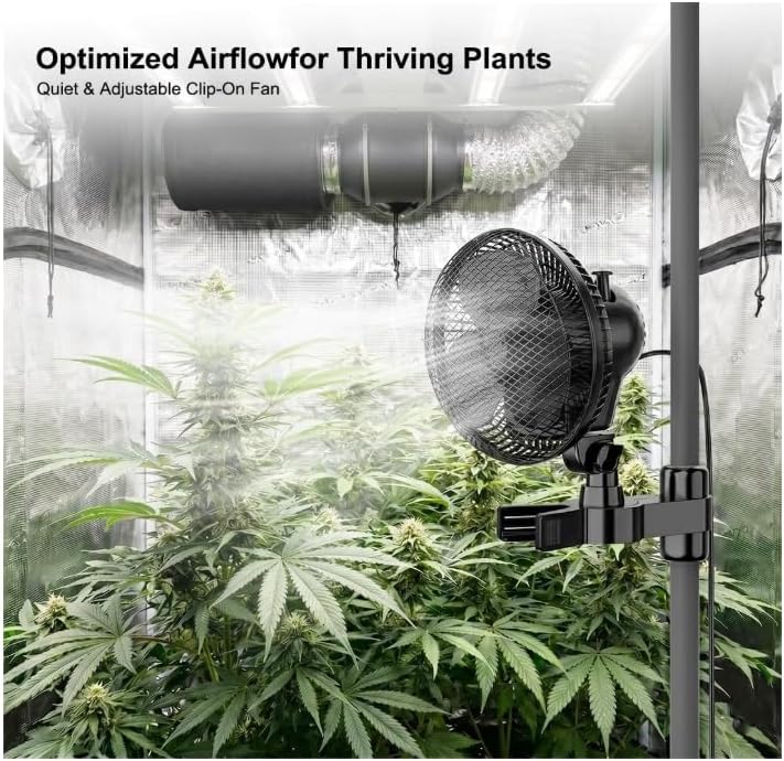 Grow Ventilator mit Clip EC-Motor, Grow Clip-Ventilator Klemmbar für Growzelt, 2 Geschwindigkeitsstu