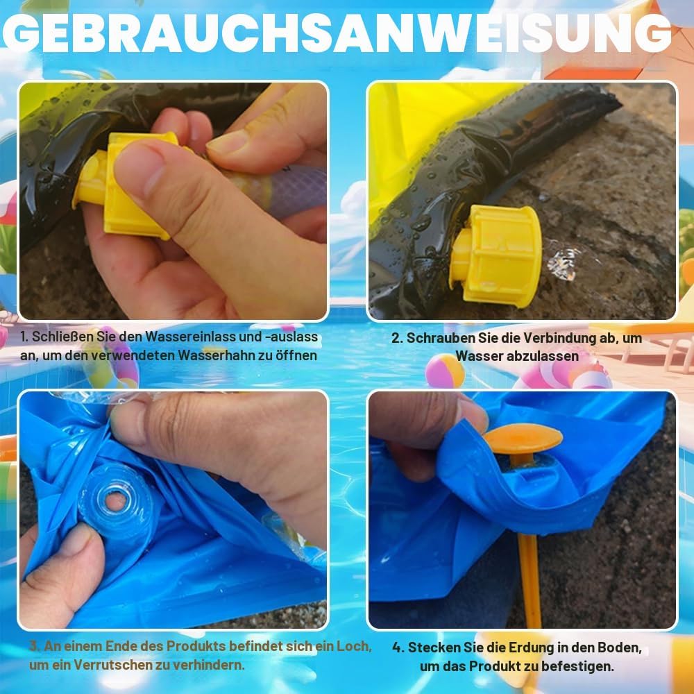 Wasserrutsche Garten für Kinder, 15.7ft/480cm Wasserrutschbahn mit 2 Bodyboards, Doppelte Rutschbahn