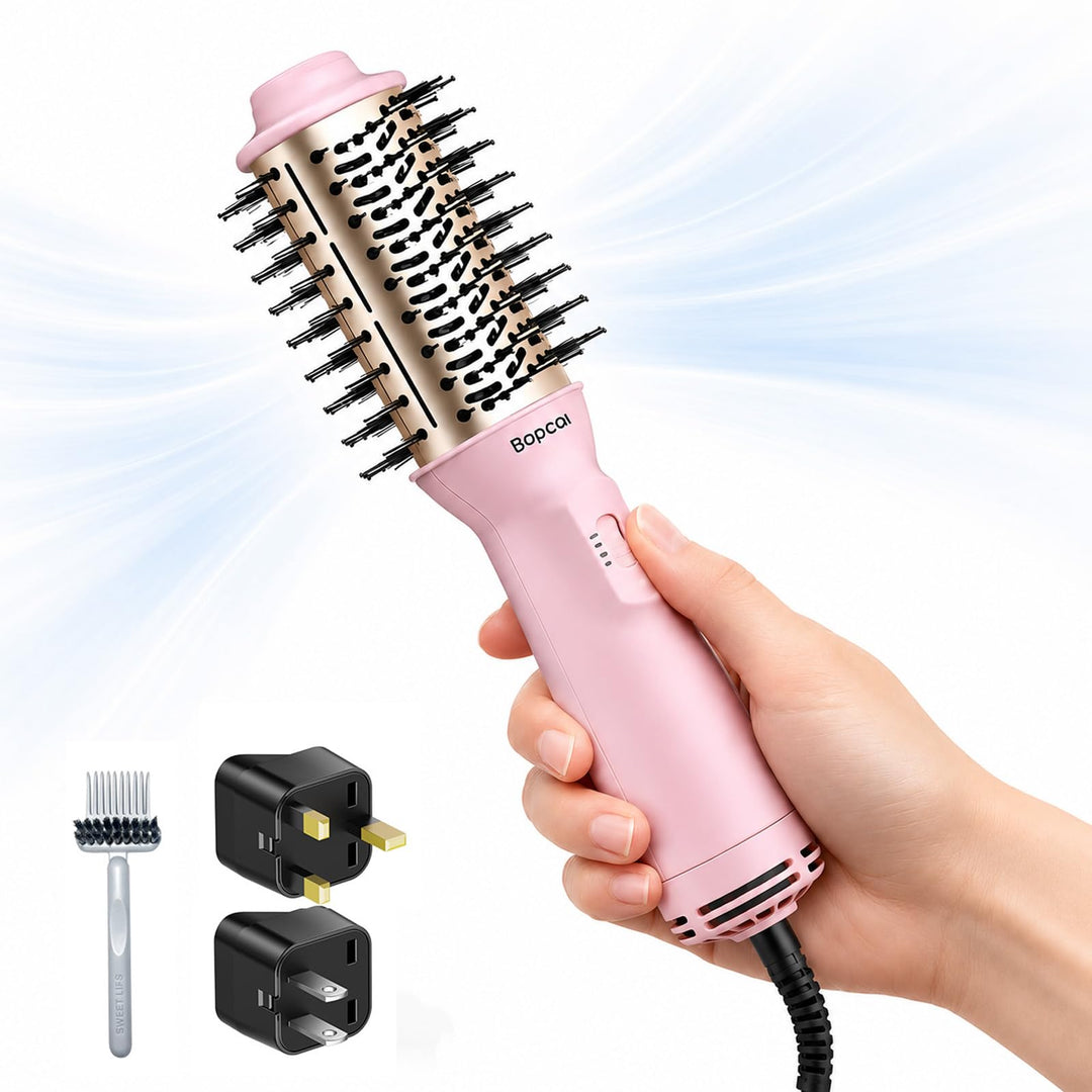 Bopcal Mini Warmluftbürste 4-in-1 Ionen Föhnbürste Heissluftbürste für Volumen &amp; Glatte Haare, Anti-