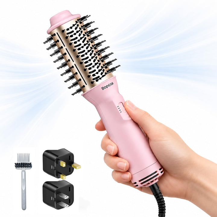Bopcal Mini Warmluftbürste 4-in-1 Ionen Föhnbürste Heissluftbürste für Volumen &amp; Glatte Haare, Anti-