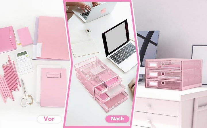 EXERZ Papier Sortierer mit 3 Schubladen/A4 Dokumente/Schubladenbox - Drahtgeflecht Büroablage/Aufbew