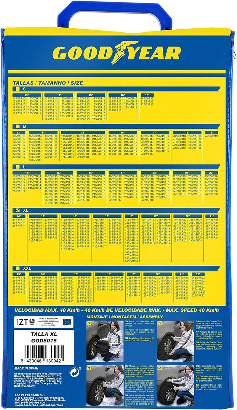 Goodyear Ultra GRIP Grösse XL 2er Set Textil Schneeketten für Autos ULTRA GRIP GRÖSSE XL, ULTRA GRIP