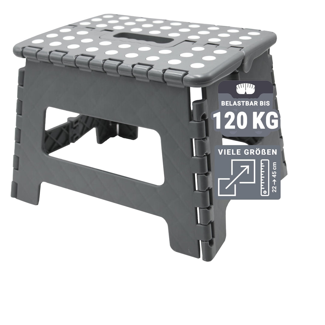 ZOLLNER Tritthocker faltbar - Klapphocker für Kinder und Erwachsene bis 120kg - Anti-Rutsch-Beschich