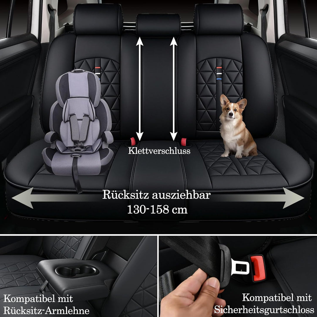 5-TLG. Autositzbezüge Für VW Amarok Bora Golf Plus SV Jetta Passat Polo Tiguan,Universelles Komplett