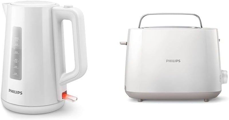 Philips HD9318/00 Wasserkocher Serie 3000, 1,7l, Federdeckel, LED-Anzeige, weiss & HD2581/00 Toaster