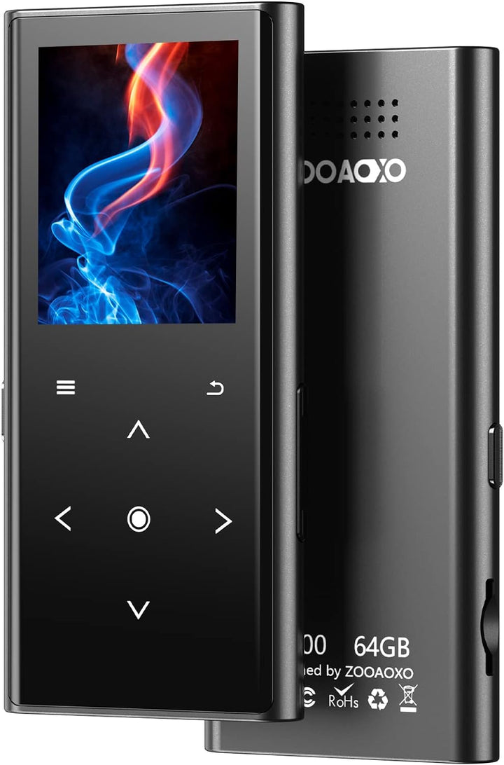 64GB MP3-Player, ZOOAOXO Music Player mit Bluetooth 5.2, Eingebauter HD-Lautsprecher, UKW-Radio, Dik