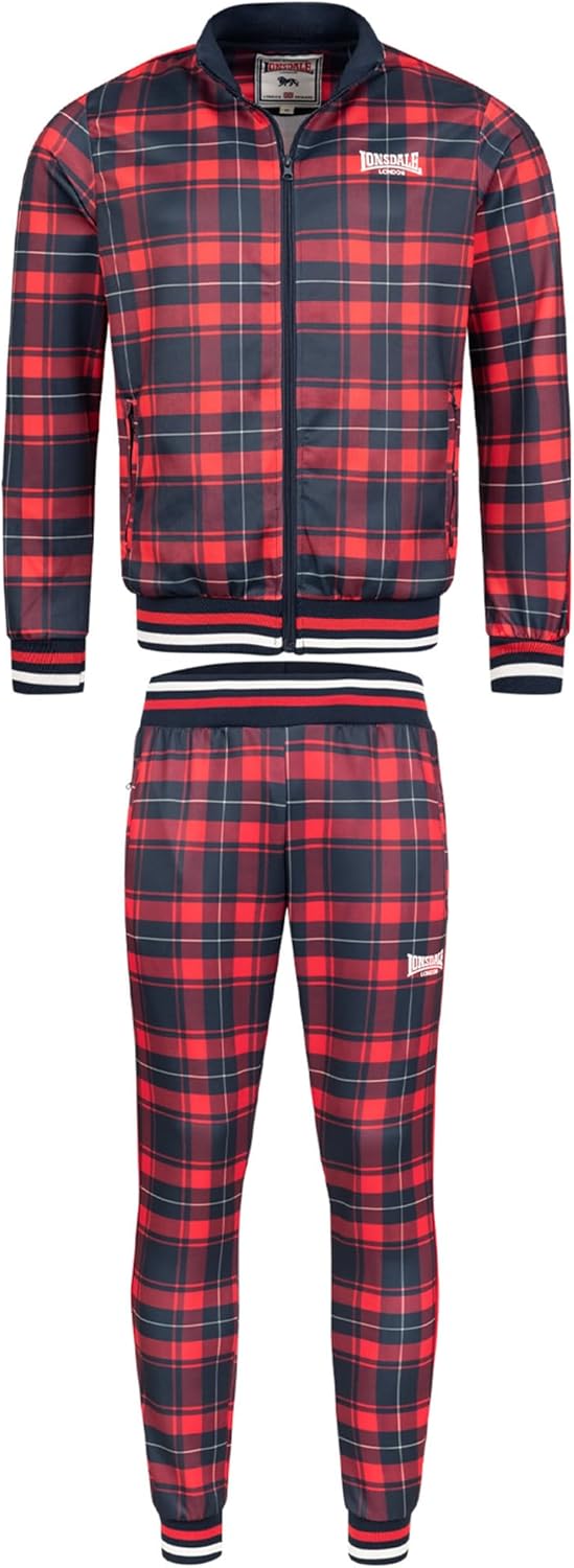 Lonsdale Herren Wickstone Trainingsanzug, Rot/Blau