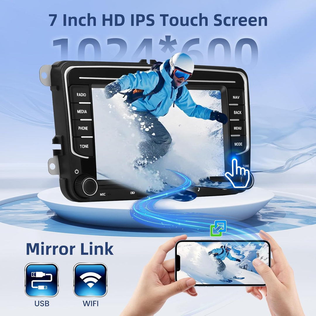 Hikity 4+64GB Android 15 Autoradio für VW Golf 5 6 Passat Polo Tiguan Touran Caddy Skoda, Bildschrim