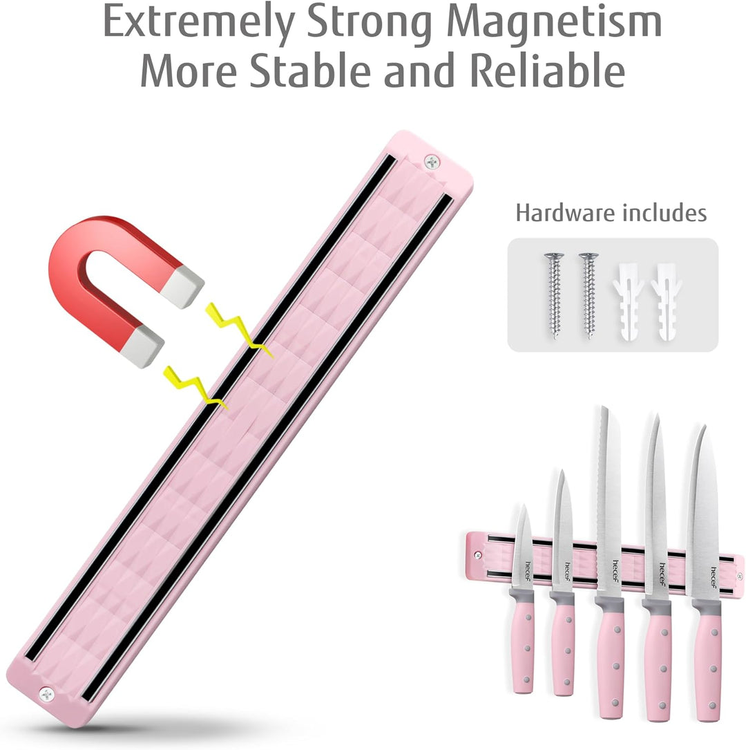 hecef Messer Magnetleiste mit 5 Teilig Scharfe Küchenmesser Set, 33 cm Messerhalter Magnetisch mit E