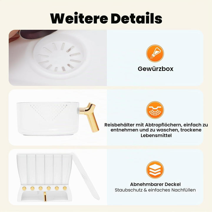 Müslispender, Linsenspender Getreidespender mit 6 Gittern Speicher Box Trockenfutter Müslispender fü