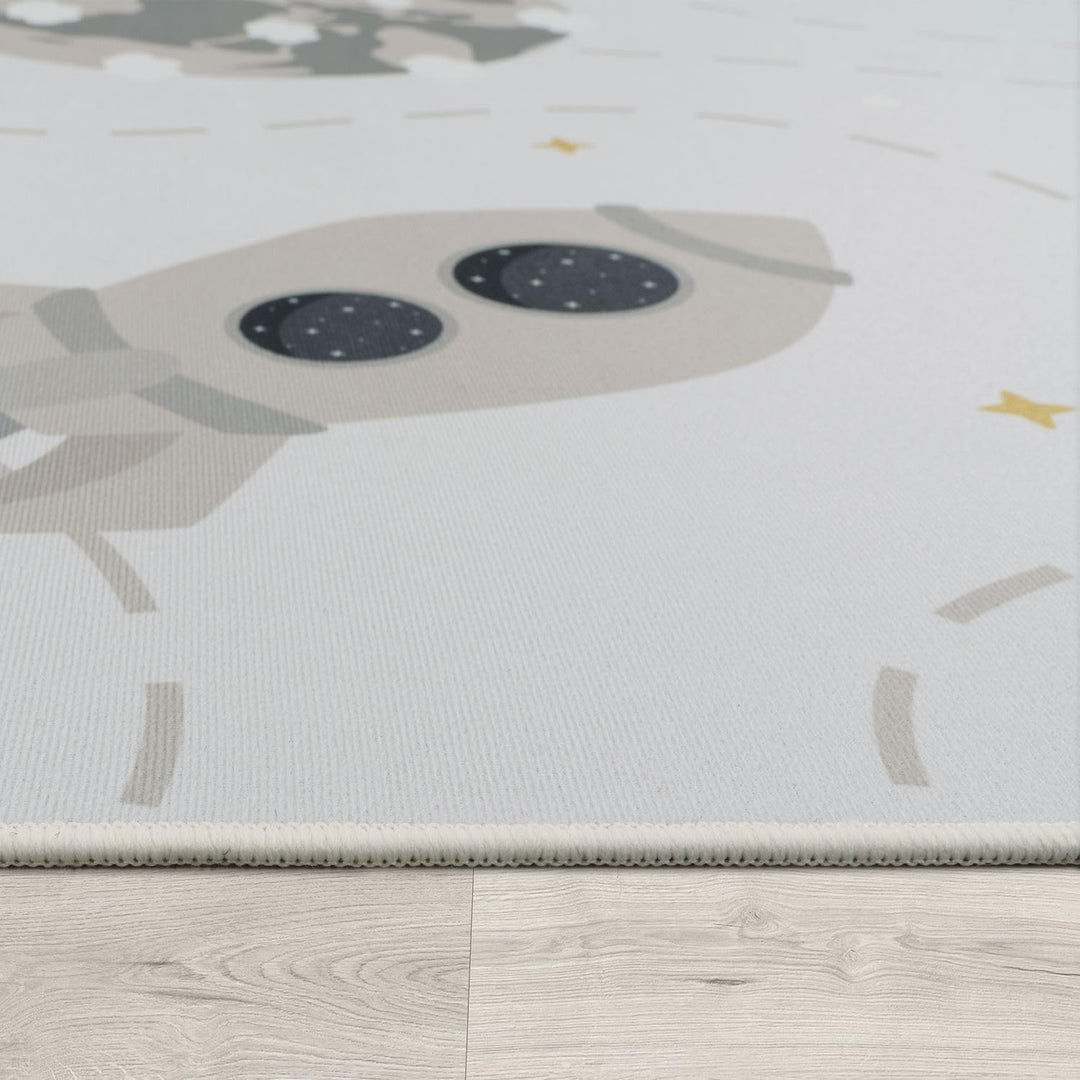 TT Home Kinderteppich Babyzimmer Teppich Kinderzimmer rutschfest Tiere Weltkarte Autos, Farbe:Beige