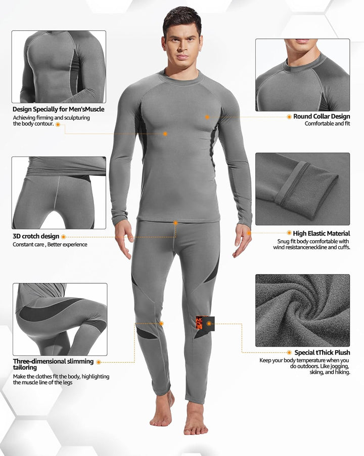 UNIQUEBELLA Thermo Unterwäsche Set, Funktionswäsche Herren Skiunterwäsche Winter Suit Ski Thermo-Unt
