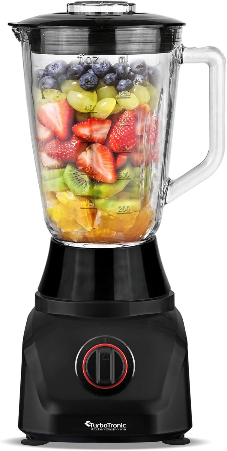 TurboTronic Küchenmaschine 1900W Food Processor mit Standmixer 3L Behälter 1,5L Glaskaraffe Raspelsc