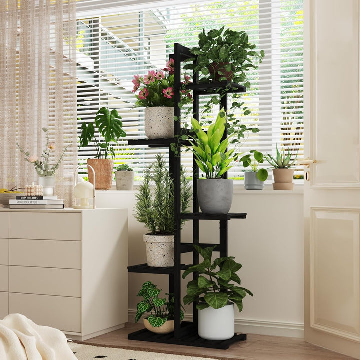 Bamworld Pflanzenständer Blumenständer Bambus Pflanzenregal Indoor Blumenregal Kleines Metall Blumen