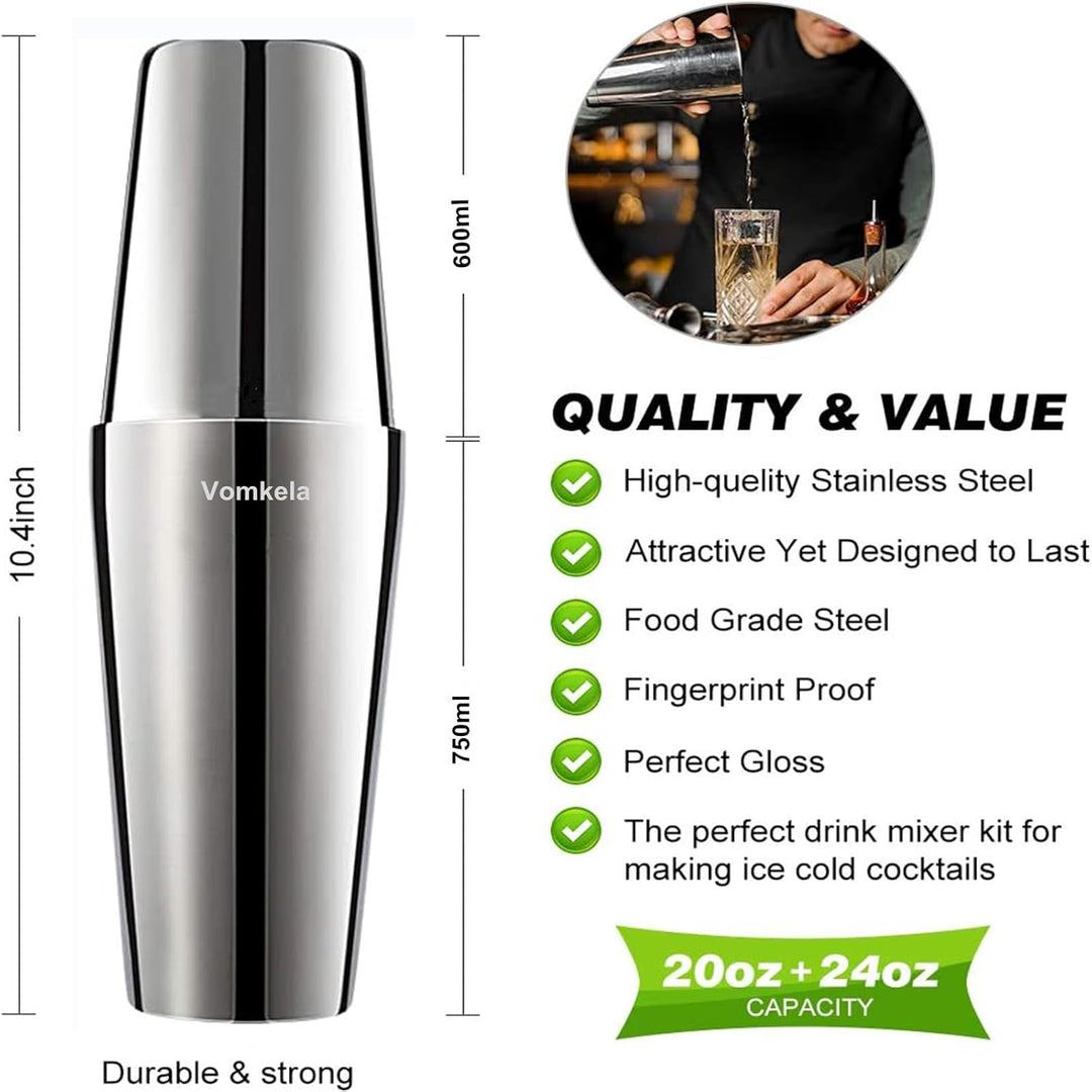 Cocktail Shaker Set,Boston Cocktail Shaker mit Ständer,25pcs Bar Zubehör Barkeeper Cocktail Mixer Zu