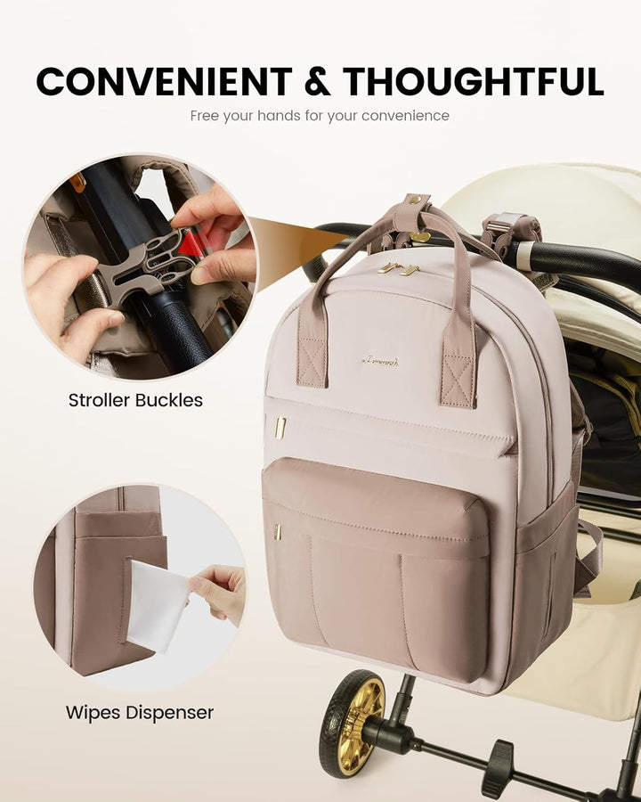 LOVEVOOK Wickelrucksack Gross Baby Wickeltasche Rucksack mit Wickelauflage Diaper Bag mit Kinderwage