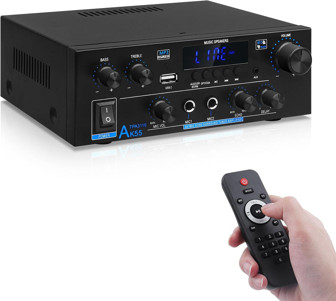 HiFi-Verstärker AK55 Bluetooth Stereo-Audioverstärker Receiver 2 Kanäle 70WX2 Max. 600W Digitale End